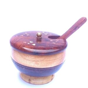 rustic salt box jar cellar with brass inlay design lid, wooden salt pinch bowls | wood salt pepper keeper, spice bowls for cooking, sugar holder for kitchen, mothers day gifts for mom