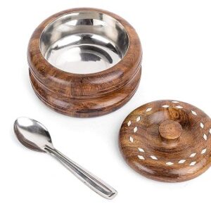 wooden salt sugar box jar cellar with white stuffing design lid, wooden salt pinch bowls | wood salt pepper keeper, spice bowls for cooking, sugar holder for kitchen,dry fruit box (copy)