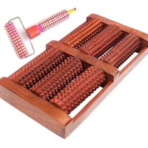 wooden foot massager acupressure reflexology and pain relief feet roller cutter roller t shape hand/leg stress acupressure massager natural wood pain relief therapy
