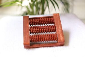 wooden foot massager acupressure and pain relief roll/feet massager 3 roller stress acupressure