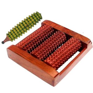 wooden foot massager acupressure with karela massager and pain relief roll/feet massager 3 roller stress acupressure