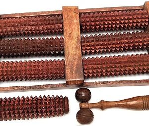 wooden foot massager acupressure and pain relief 6 roll/face / karela feet massager 6 roller stress acupressure