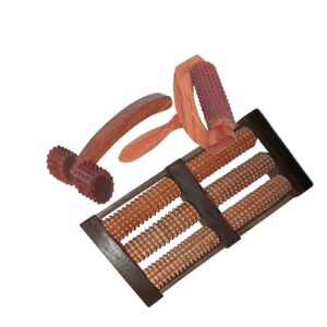 wooden foot massager acupressure and pain relief 6 roll/feet roller cutter hand/leg stress acupressure massager