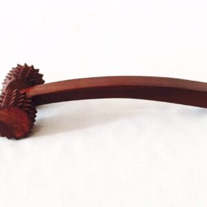 wooden handmade body massager, foot & back acupressure roller pain relief massager with long handle, wooden 2 ball roller massager brown, 25 cm (copy)