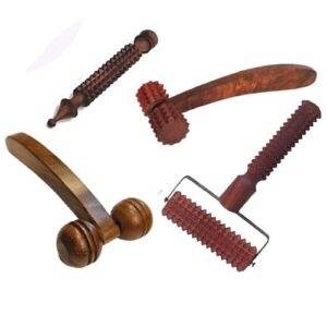 wooden acupressure manual massager for back, neck, face and body therapy combo kit for stress, pain relief natural wood maderotherapy kit for back, arms, legs & anti cellulite massage (copy)