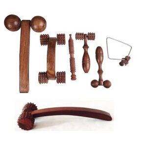 wooden acupressure back pain relief spine, back massager neck massager multi purpose body | face | jimmy | finger massager pack of 7