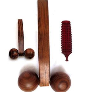 massager roller body stress acupressure pain relief/finger massager hand masager wooden/pointed acupressure/wooden massage roller for back brown, 25 cm