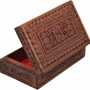 Home wooden carvings jewellery box for women storage boxes gold jewellery box organisers vanity organiser for women jewellery wooden box for gift (12 x 8 inch)