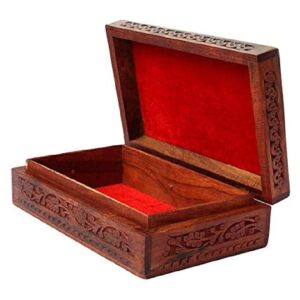 Home wooden carvings jewellery box for women storage boxes gold jewellery box organisers vanity organiser for women jewellery wooden box for gift (12 x 8 inch)