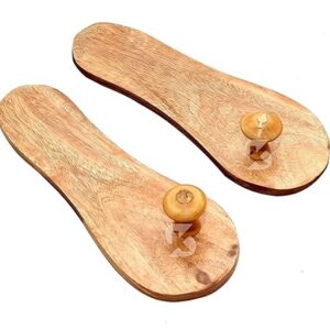 handcrafted wooden slippers for men & women – natural wood traditional sandals with toe post design, lightweight indoor footwear