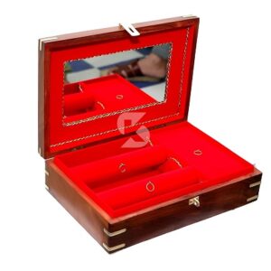 Home bangle box for woman | jewelry/utility box jewel 2 rods bangle storage boxcarving design gold bangles box organisers vanity organiser for women jewellery wooden box for gift (12 x 8 inch