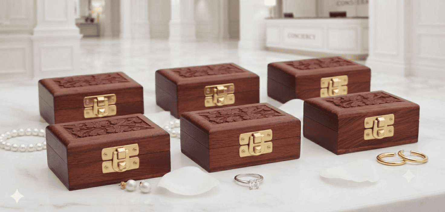 handicraft wooden mini storage box small size organizer for ear rings, rings and nose pins storage box brown gift box handicraft wooden mini storage box small size organizer for ear rings, rings and nose pins storage box brown gift box