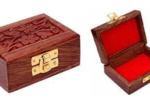 Home handicraft wooden mini storage box small size organizer for ear rings, rings and nose pins storage box brown gift box